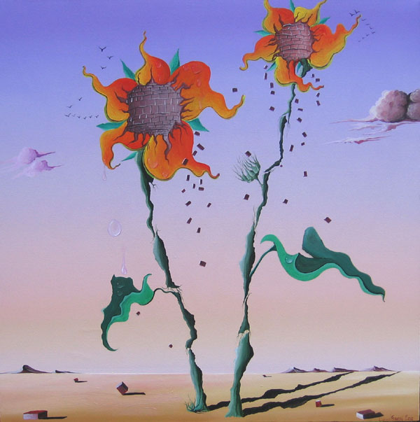 TWO SUNFLOWERS NO.614 DATED 2010 BY LUCIEN SIMON